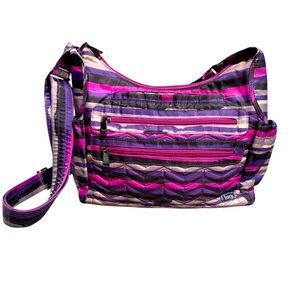 LUG Colorful, Striped Crossbody Shoulder Bag Excellent Condition Lots of Storage